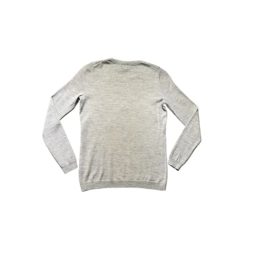Talbots Petites Sweater Crown Embellished Merino Wool Women’s P Gray Long Sleeve